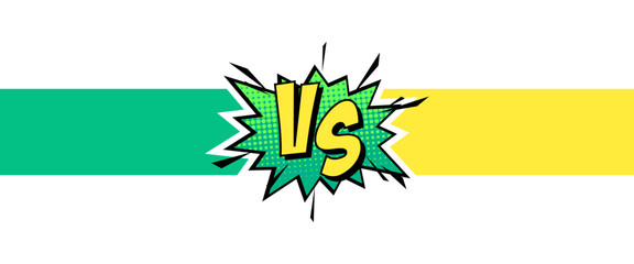 Cartoon comic background. Vs, fight versus. Comics book colorful competition poster with halftone elements. Retro Pop Art style. Vector illustration