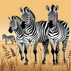 Fototapeta na wymiar zebra herd, AI-generatet