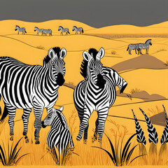 Fototapeta na wymiar zebra herd, AI-generatet