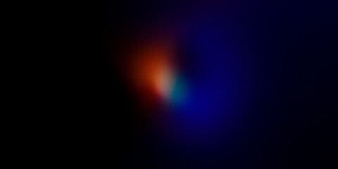 Blue orange yellow turquoise purple dark wide background. Blurred pattern with noise effect. Grainy website banner desktop, template, digital gradient. Nostalgia Christmas New Year Valentine Halloween