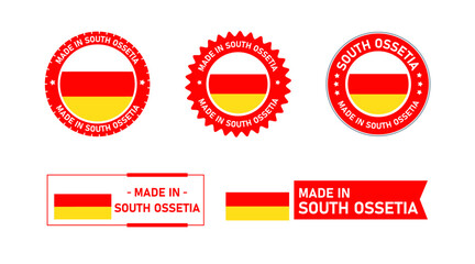 South Ossetia flag, Made in South Ossetia. Tag, Seal, Stamp, Flag, Icon vector