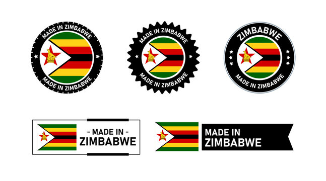 Zimbabwe flag, Made in Zimbabwe. Tag, Seal, Stamp, Flag, Icon vector