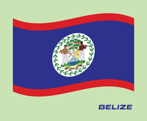 Flag Of Belize, Belize flag vector illustration, National flag of Belize, wavy flag of Belize.