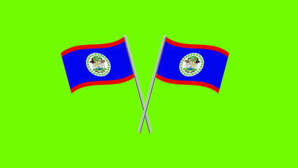 Fototapeta na wymiar Flag Of Belize, Belize flag vector illustration, National flag of Belize, crossed table flag of Belize isolated on green background.