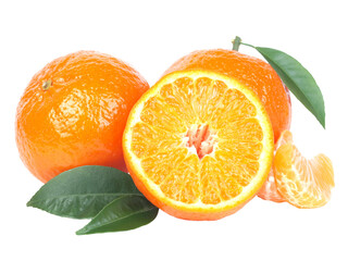 Tangerine with leaves isolated