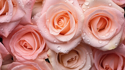 Beautiful delicate fresh pink roses flower with morning dew, beauty and romantic event concept, Valentine s day background.