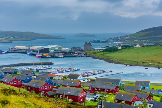 Scalloway Castle and town, Shetland, UK