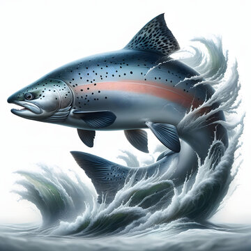 Salm&oacute;n Majestuoso, imagen aislada, trucha, pescado, Omega-3