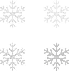 Diverse Flurries: Four Vector Snowflakes Adorned with Unique Patterns, Creating a Mesmerizing Winter Wonderland of Design