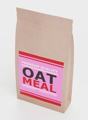 Realistic 3D Render of Oat Meal