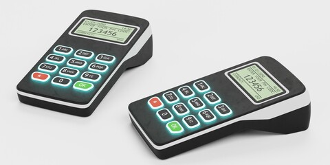 Realistic 3D Render of Payment Terminal - obrazy, fototapety, plakaty