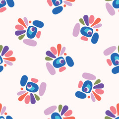 Cute scandi kids monster graphic design doodle seamless vector pattern. Colorful creature in bright happy playful endless wallpaper. Minimalist gender neutral art illustration.