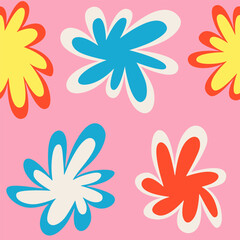 Abstract seamless pattern. Retro background with flowers. Vector illustration in modern style.