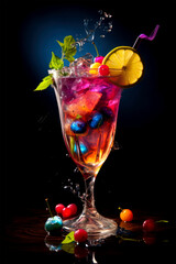 cocktail in grass on background