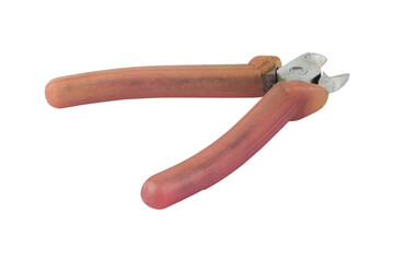  wire cutters, old wire cutters with rubberized handles, isolate