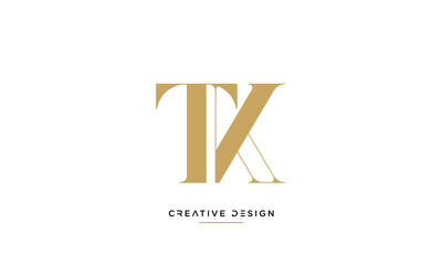 Alphabet letters TK or KT logo monogram