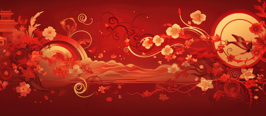 Chinese oriental style, Chinese new year in red and gold. Chinese festive celebration. Vector