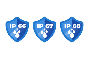 ip66, ip67, ip68 icon set. Vector illustration.