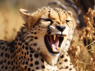 Yawning Cheetah in