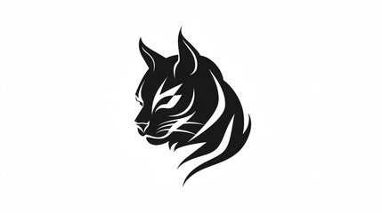 Obraz premium Cat face Minimal silhouette Icon on White Background AI generative