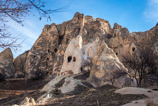 Impressive Cave architecture in Cappadocia. Open Air Museum is one of the most popular tourist destinations in Turkey. Nevsehir.