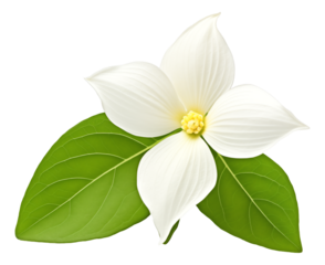 white trillium isolated on white background