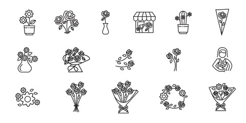 collection of flower shop icons.vectors, icon templates and resizable EPS 10.