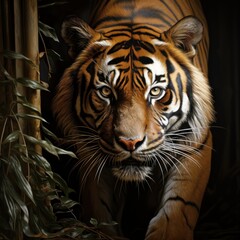 Tiger Stalking Prey In The Jungle