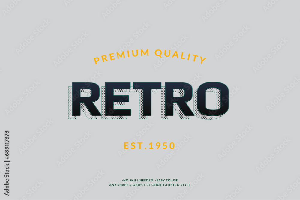 Poster Modern Vintage Text Effect Template With 3d Style Editable Object And font effect.