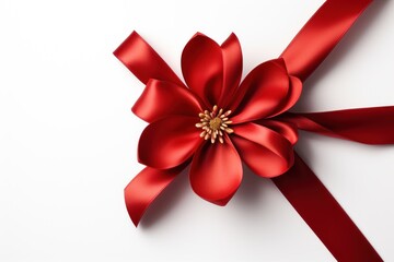 Red gift bow on white