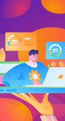 Business People Flat Vector Concept Operation Hand Drawn Illustration
