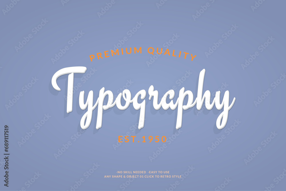 Fototapete modern vintage text effect template with 3d style editable object and font effect.