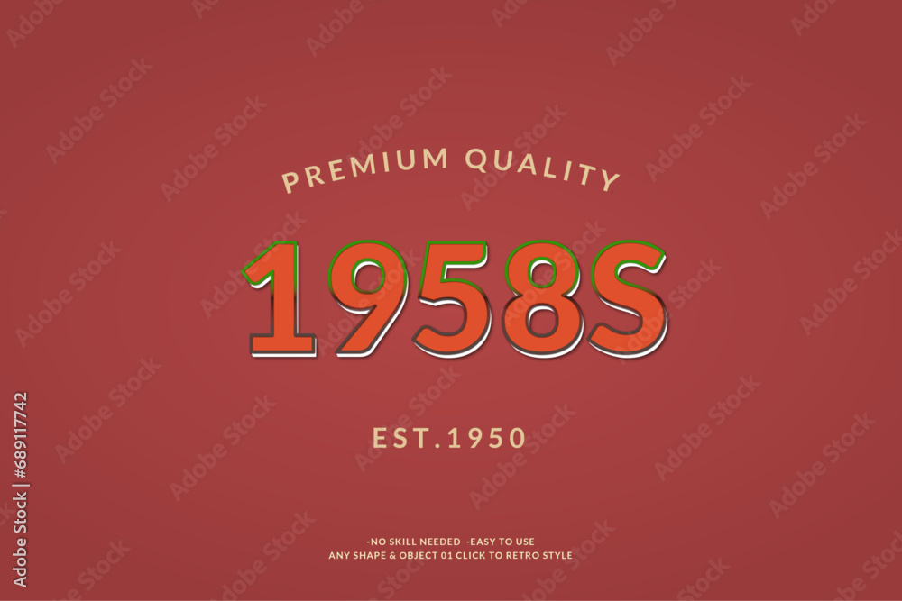 Poster Modern Vintage Text Effect Template With 3d Style Editable Object And font effect.