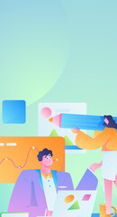 Business People Flat Vector Concept Operation Hand Drawn Illustration
