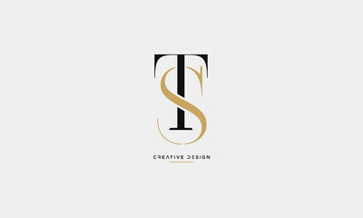 TS or ST Alphabet letters initial logo monogram