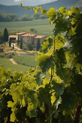 Obraz premium vineyards in , with cypresses and some olive trees