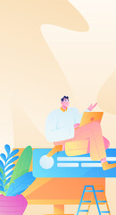 Business People Flat Vector Concept Operation Hand Drawn Illustration
