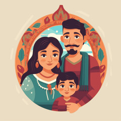 Vector flat Illustration of a loving family