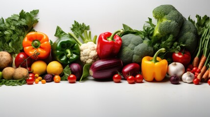 Fresh vegetables background, white background with vegetables