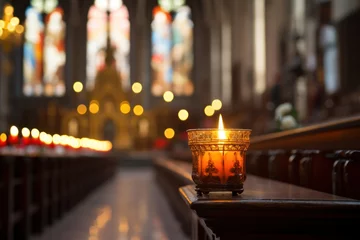 Foto op Canvas Candle In The Church Of Our Lady, Bruges © Tisha