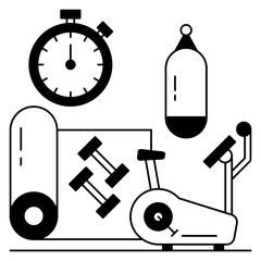 Gymnasium Concept, Personal training gym Vector Icon Design, Hotel and Motel Services Symbol, Vacations Rental Sign, Restaurant Supplies Stock Illustration