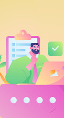 Business People Flat Vector Concept Operation Hand Drawn Illustration
