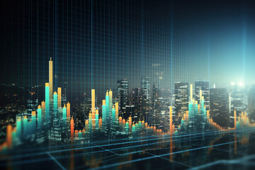 Stock exchange market graph analysis background.