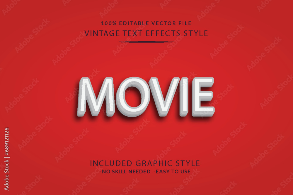 Poster Modern Vintage Text Effect Template With 3d Style Editable Object And font effect.