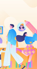 Business People Flat Vector Concept Operation Hand Drawn Illustration
