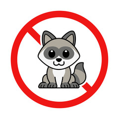 No Raccoon Sign on White Background