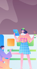 Business People Flat Vector Concept Operation Hand Drawn Illustration
