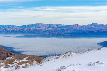Fototapeta na wymiar he scenic view of the Gömbe Akdağ, (Uyluktepe), 3024 m. high over Subaşı Plateau in Antalya