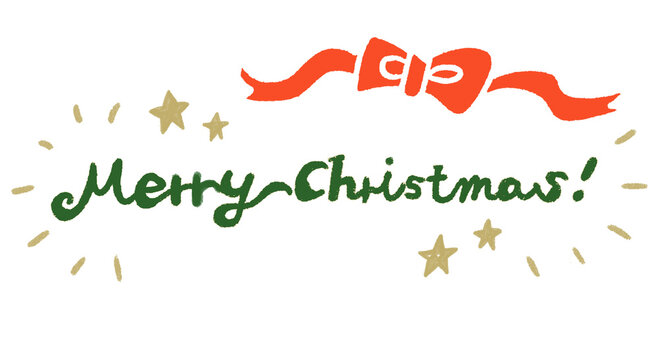 おしゃれでかわいい手描きのメリークリスマス筆記体ロゴ・英語