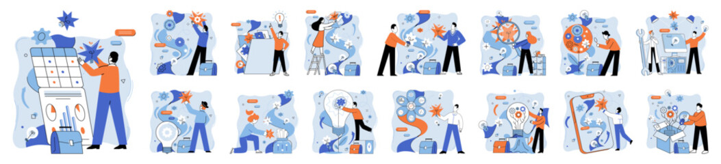 Business data analysis vector illustration. Technology weaves tapestry digital data exploration Investigation is sculptor shaping form strategic analysis Occupation finds meaning in language